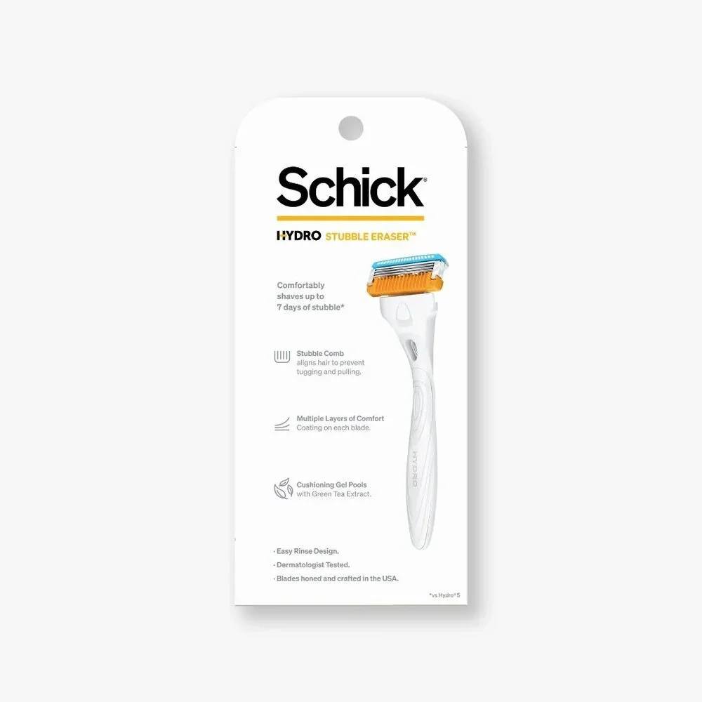 Schick Hydro Skin Comfort Men’s Razor – Stubble Eraser + 2 Refill Cartridges